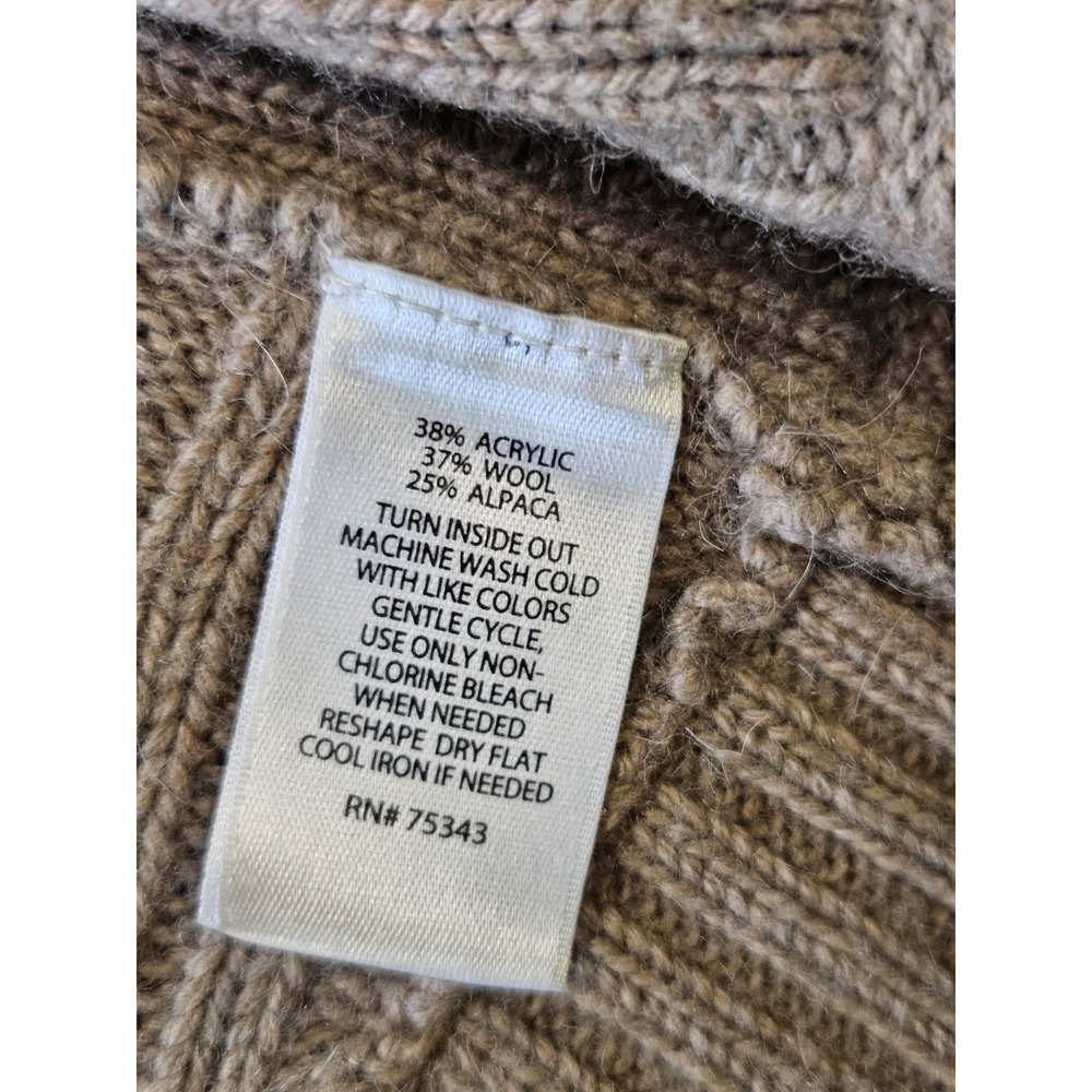 Max Studio Brown Open Cable Knit Cardigan Small Wool Alpaca‎ Blend Grandma Core - Picture 4 of 9